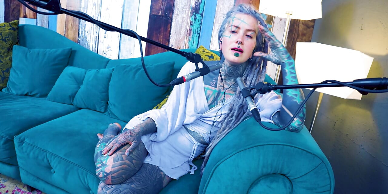 I talk about S - Shame - ASMR podcast SFW talking goth skinny girl dreadlocks tattoo model inked girl