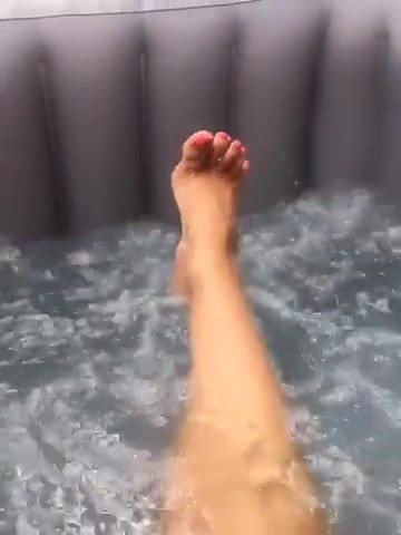 Girlfriend in hot tub
