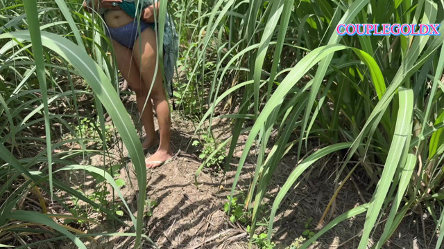 Komal walked ahead into the sugarcane field and followed behind Ushka Lover
