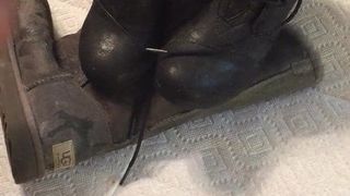 Cum on wifes Toms booties and uggs
