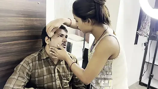 The hero gave the make-up to the woman.