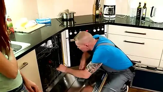 Beautiful Redhead German Housewife Gets Her Pussy Broken in the Kitchen and Then Cummed in Her Mouth