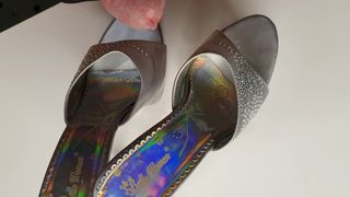 Cum silver high heels mules