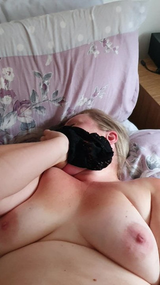 My new Sub Dildoing herself while sniffing gfs worn panties