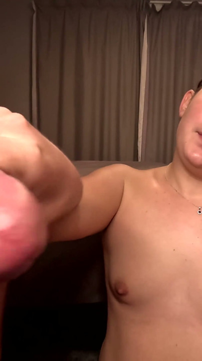 Girl sharing my cock with her faggot roommate to cum on his pathetic face | Clip 2