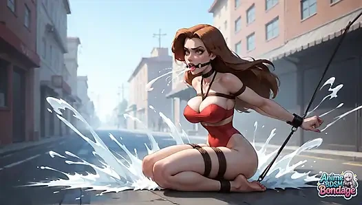 A Mesmerizing Harness-bondage Woman Is Sprawled on the Street, Hornily Submitting to Pearly Supremacy in This XXX Scene!
