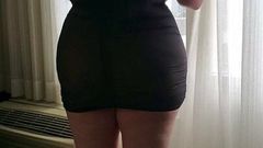 PAWG in Sexy Black See Through in Hotel Window