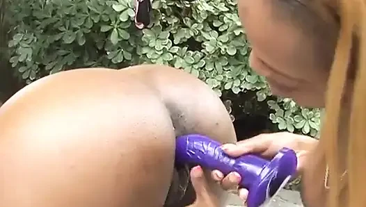 Sexy schwarzes küken leckt an einer dunklen nassen muschi