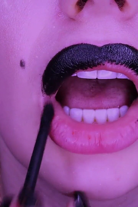 Glossy black lips get total control over you! Mesmerizing JOI