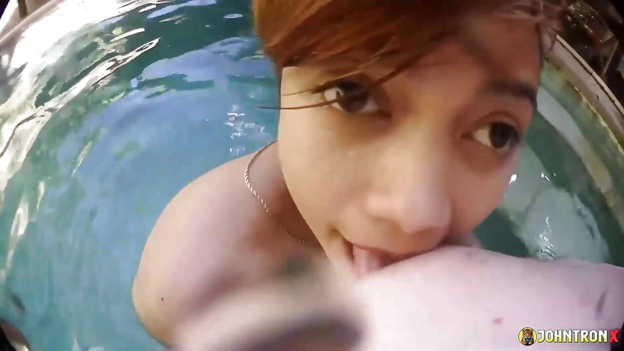 Johntronx - Fucking a Redhead Asian Babe in the Pool