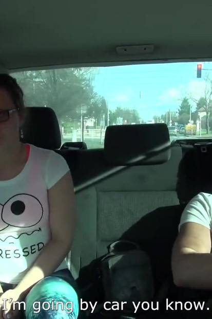 Highway threesome Mea Melone & Wendy Moon fuck & eat while driving