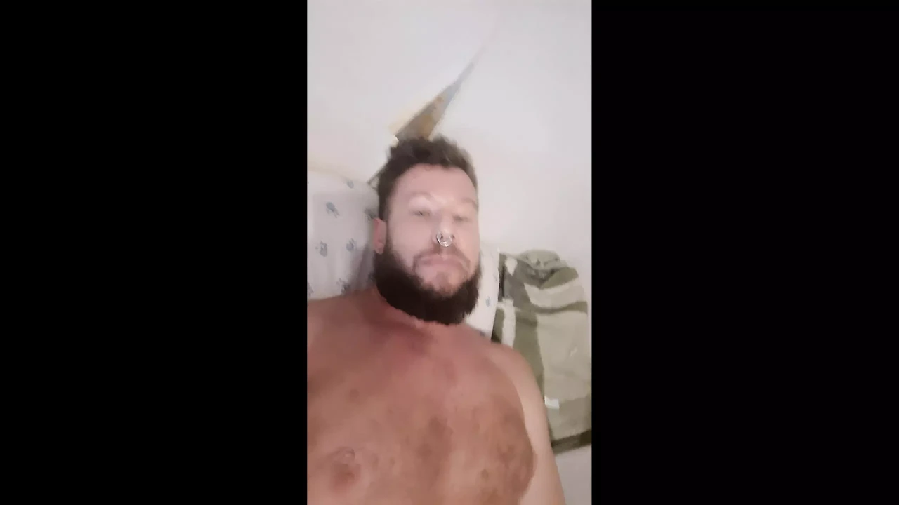 Very extremely dirty talk by Russian hairy man and big cumshot on hairy body