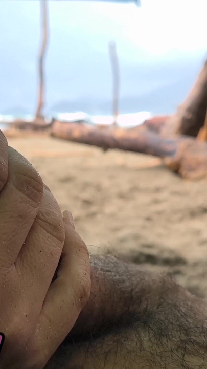 4K! MissCreamy Teacher Handjobs My Cock Under Public Beach Umbrella in Rain! | Clip 1