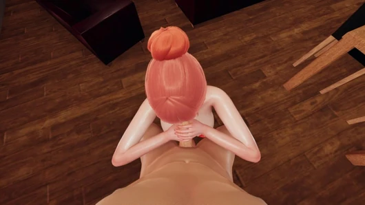 Nami si cewek hot rambut merah dengan toket besar lagi asik nyepong kontol dan nyepong kontol sampai dicrot di mulut