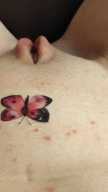 Memorable moment from "Try On Temporary Tattoo on pussy. Hot Sticker Tattoo"