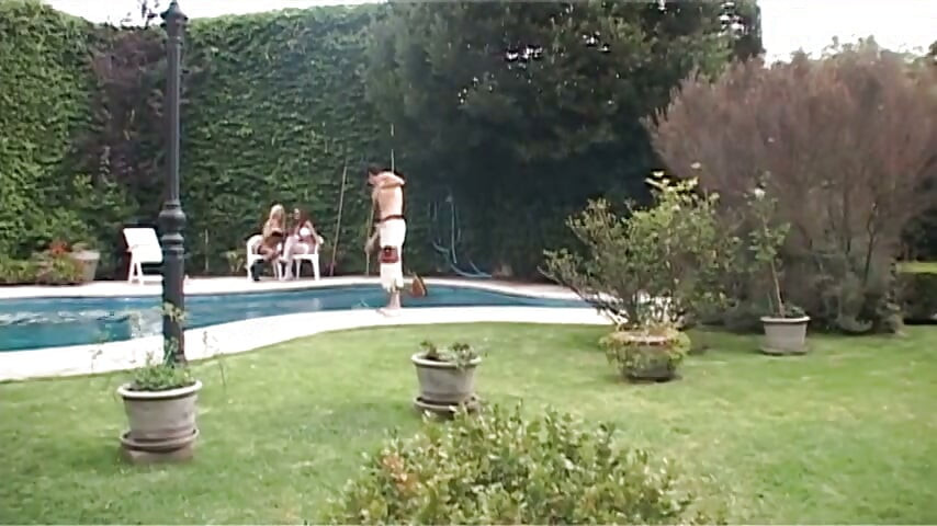 Hardcore blonde and redhead sluts fucking while dude is watching them
