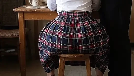 Uncle Pressing His Petite Big Ass Schoolgirl Niece on the Chair