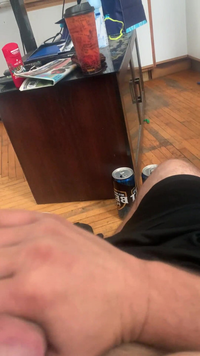 Stroking my cock wishing I had some help I been way to horny