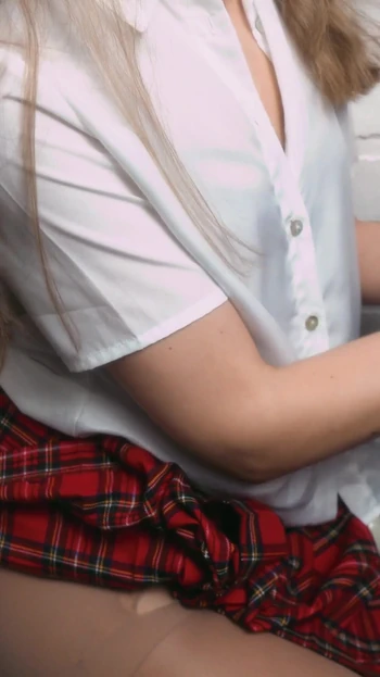 Powerful moment from "Schoolgirl gives her boyfriend a quick handjob and he cums on her blouse"