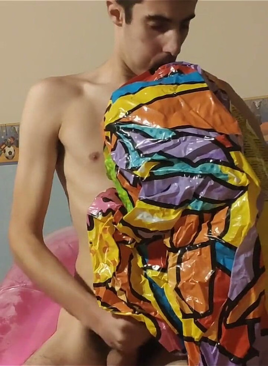 Blowing up Many Inflatable While Jerking off!
