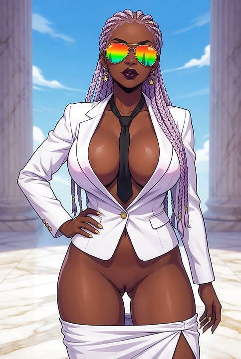 Big Breast Executive Ebony Babe with a Tight Black Ass Bald Pussy
