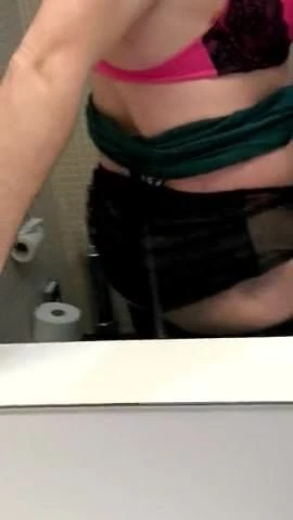 dressed and playing bra, panties, cock, tights, ass