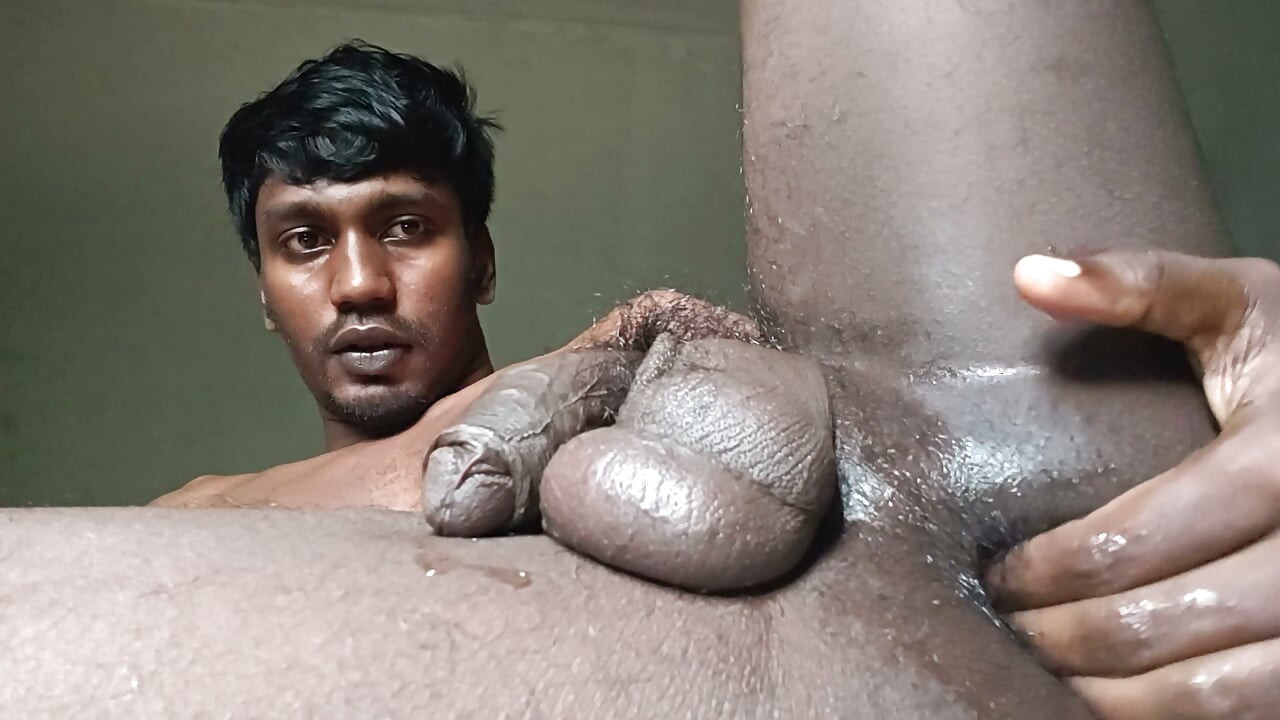 Fingering and stretching my asshole, balls play, jerking and cumming (cumming with condom)