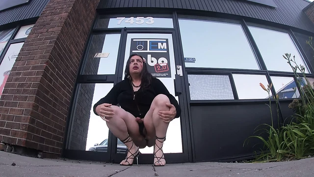 CD TV in Black MIni skirt outdoors in the Morning day time fun