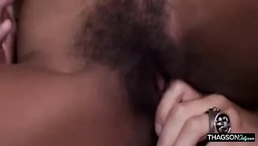 Hairy Ebony Pussy Stretched Wide Dripping Thick Cum Loads