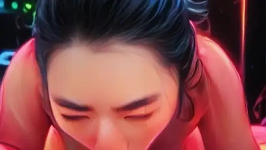 Аниме-подруга сосет большой белый член в реальной жизни - минет с оральным кримпаем в видео от первого лица