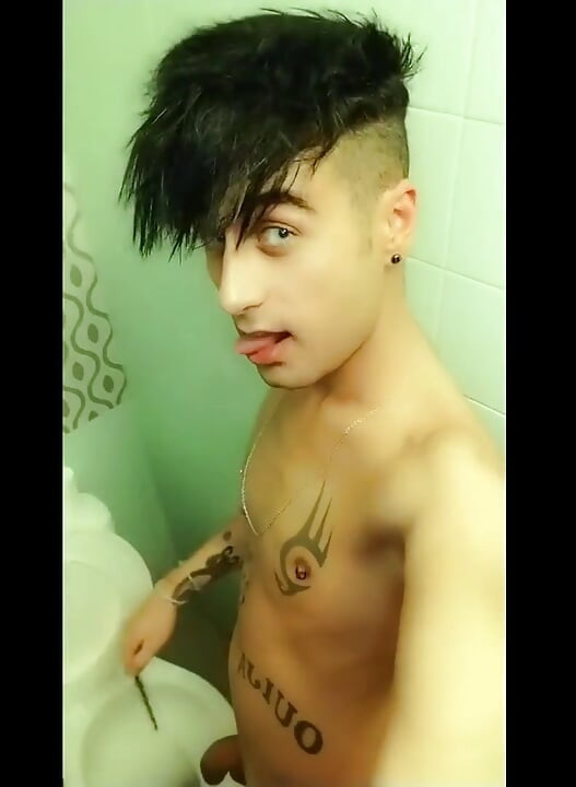 Twink Piss Through Sounding Tube at the College Bathroom - Cock Sounding
