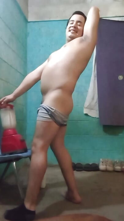 Jesus shirtless in boxer making goose cupcake smoothie of this 2026