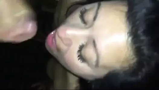 Cumming in her mouth and on her face