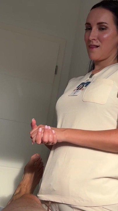 Client Strokes His Cock While Getting a Massage - Masseuse Joins In | Clip 2