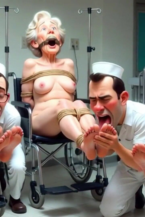 Pathetic Men Licking Wrinkled Feet of Elderly Women