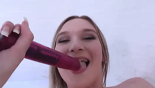 Fucking a Blonde Horny Slut Shaved Wet Pussy