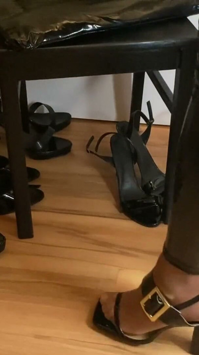 Eight Pairs of Black High Heel Sandals, Leggings, Nylons | Clip 1