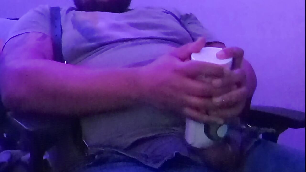 Stroking My Thick Dick With a Toy Wearing Leather Suspenders