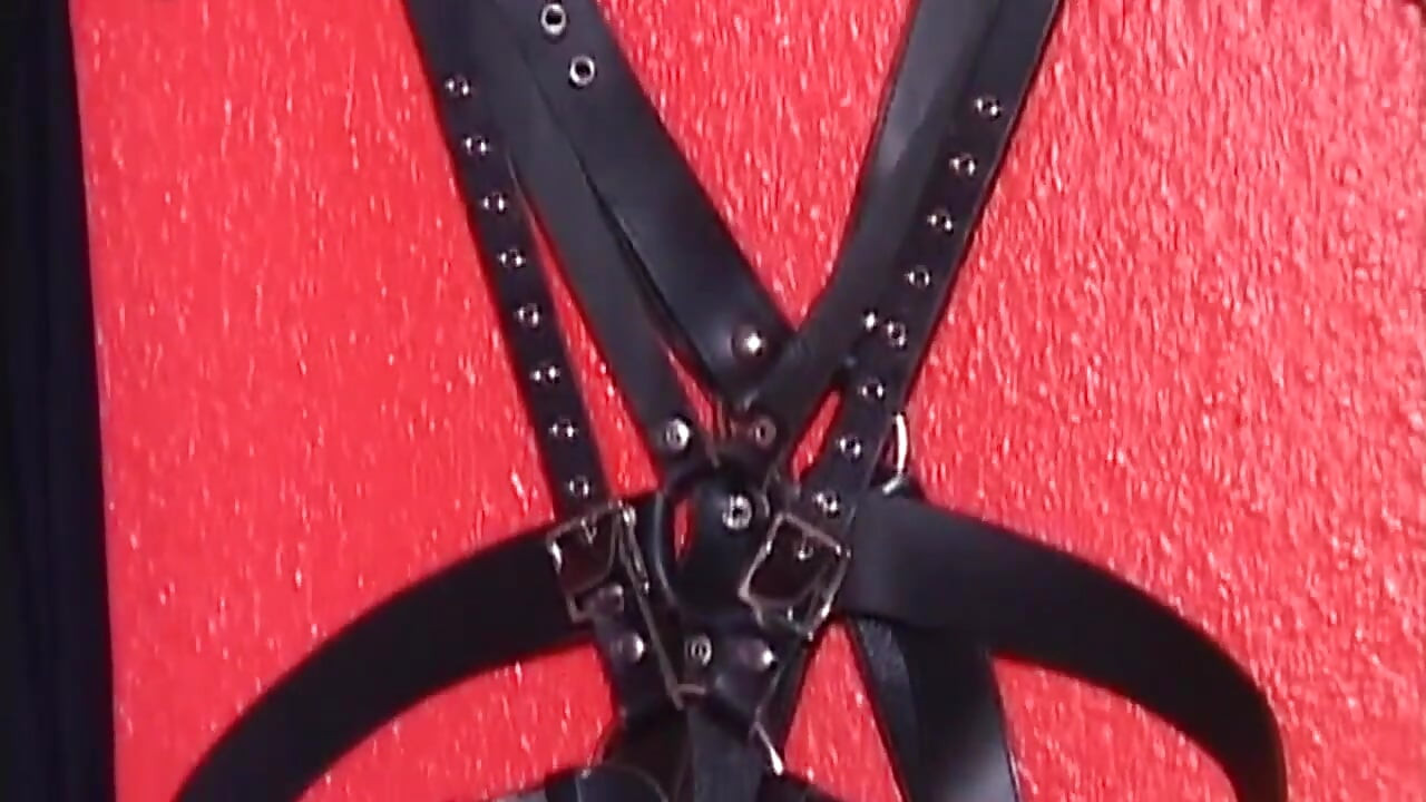 Mature Leather Domme Binds Her Fishnet Slave