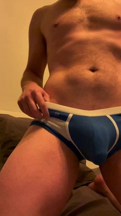 Stroking my big dick in sexy underwear
