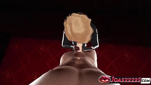 Hot Black Widow Blowjob Big Dick, Titfuck And Glory Hole Deepthroat Cumshot In Uncensored 3D Hentai