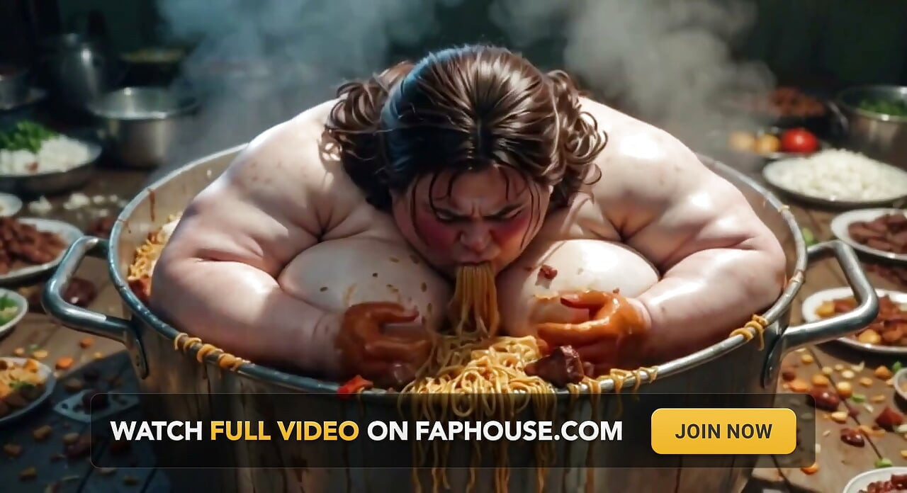 Grandota desnuda comiendo comida como loca - coño peludo expuesto