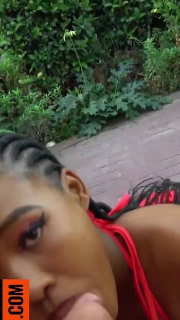 Must-see moment from "Big Tits Ebony Babe Bubble Butt Fucked Outdoors By BWC Fake Producer"