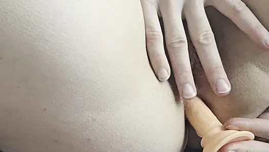 Solo anal play with the dildo
