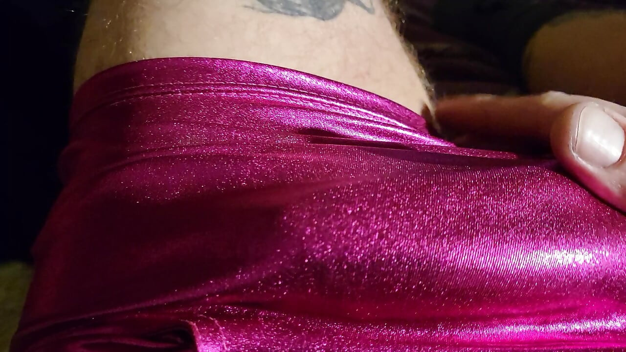Cum inside metallic underwear pants