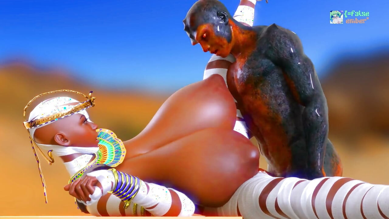 Ancient Mummy Queen with Massive Heavy Hanging Tits Takes Her Worshipper Through Multiple Positions for Desert Breeding