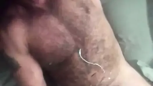 Verbal Hairy Daddy Jerks Off and Cums on his Hairy chest