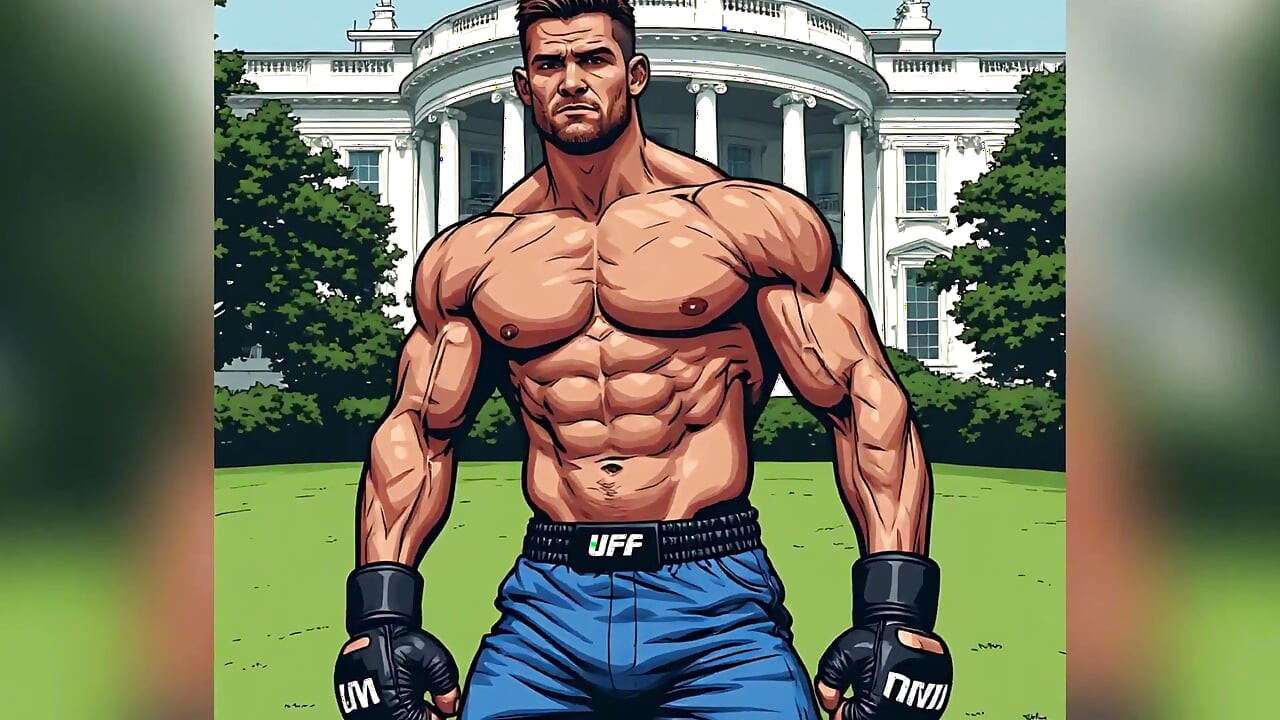 Muscular Fighters at White House (ai Art)