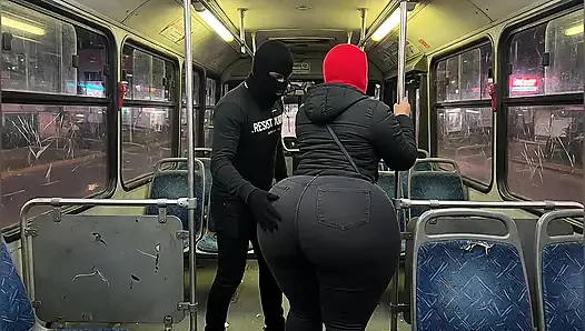 Big Ass Girl in Pink Leggings on the Bus Strips to Pink Thong