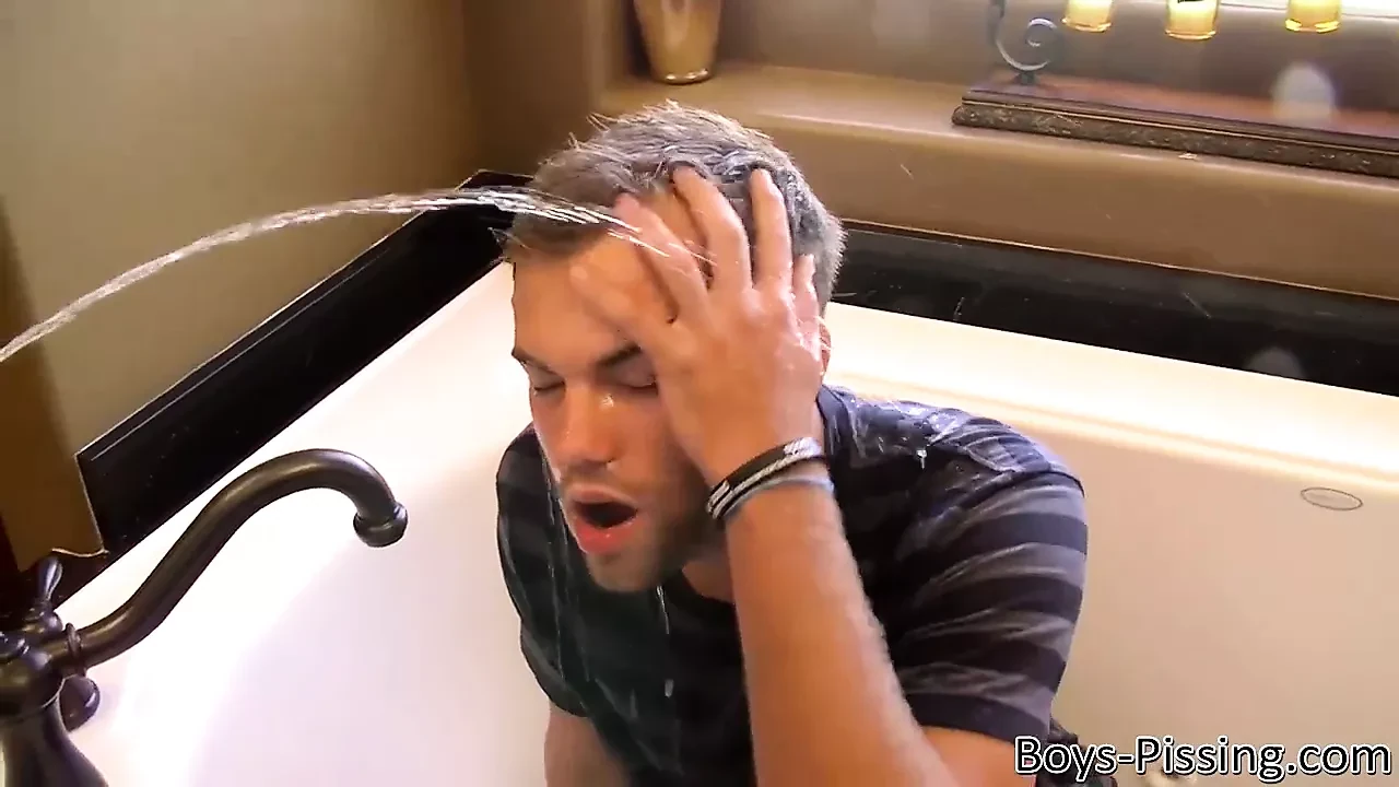 Cute bottom gay Preston Ettinger peed on and fucked in orgy